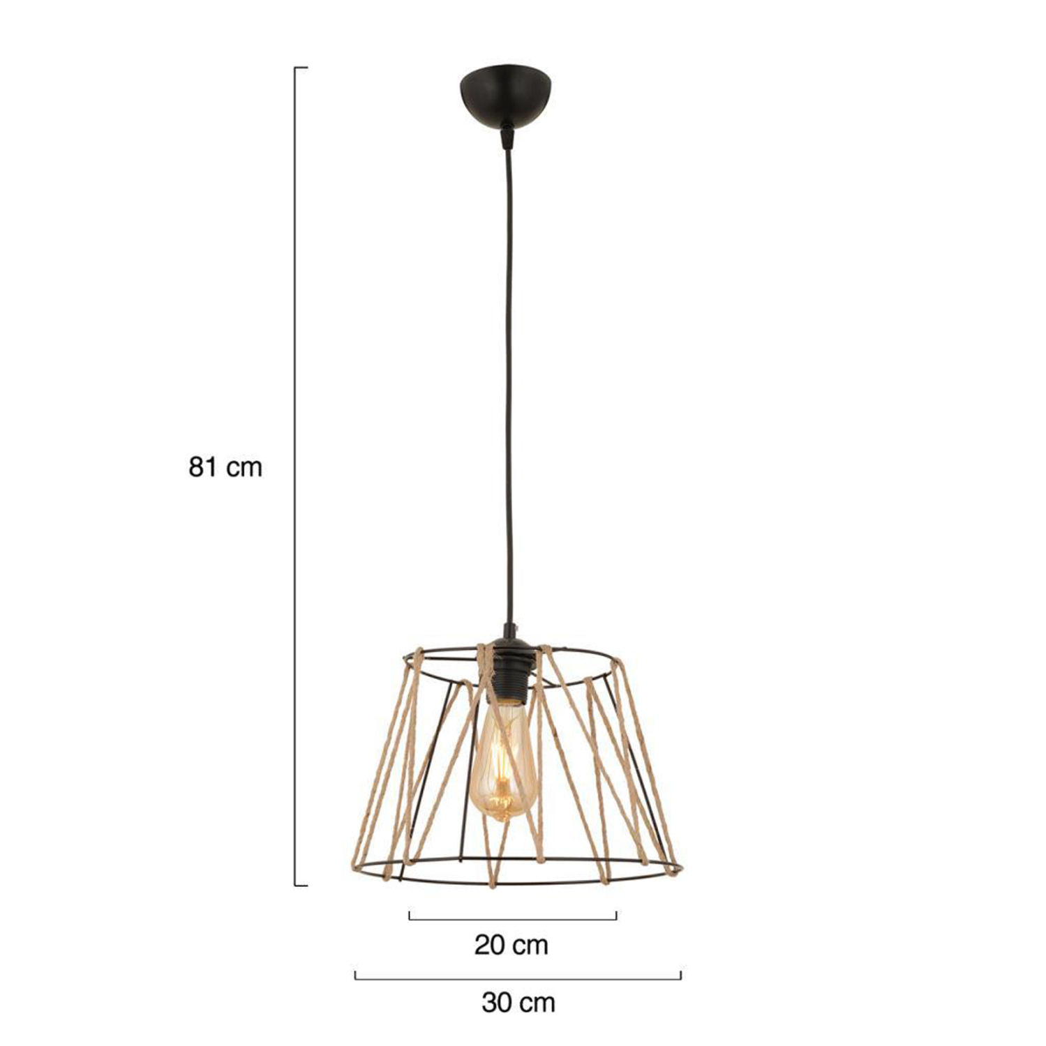 ΦΩΤΙΣΤΙΚΟ ΟΡΟΦΗΣ ΜΕΤΑΛΛΙΚΟ ΜΑΥΡΟ ΜΕ ΣΧΟΙΝΙ ΜΠΕΖ HM7566.01 Φ30x81Υ εκ. - Image 2