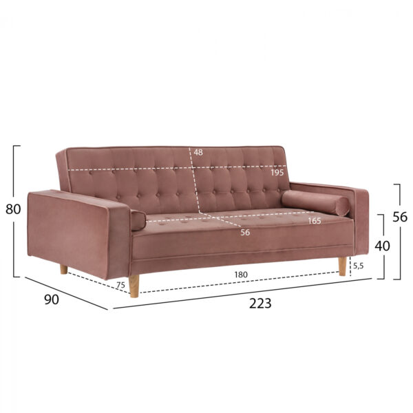 ΚΑΝΑΠΕΣ ΚΡΕΒΑΤΙ SALVADOR HM3150.12 ΒΕΛΟΥΔΟ ΣΑΠΙΟ ΜΗΛΟ  223X90X80Y εκ. - Image 2