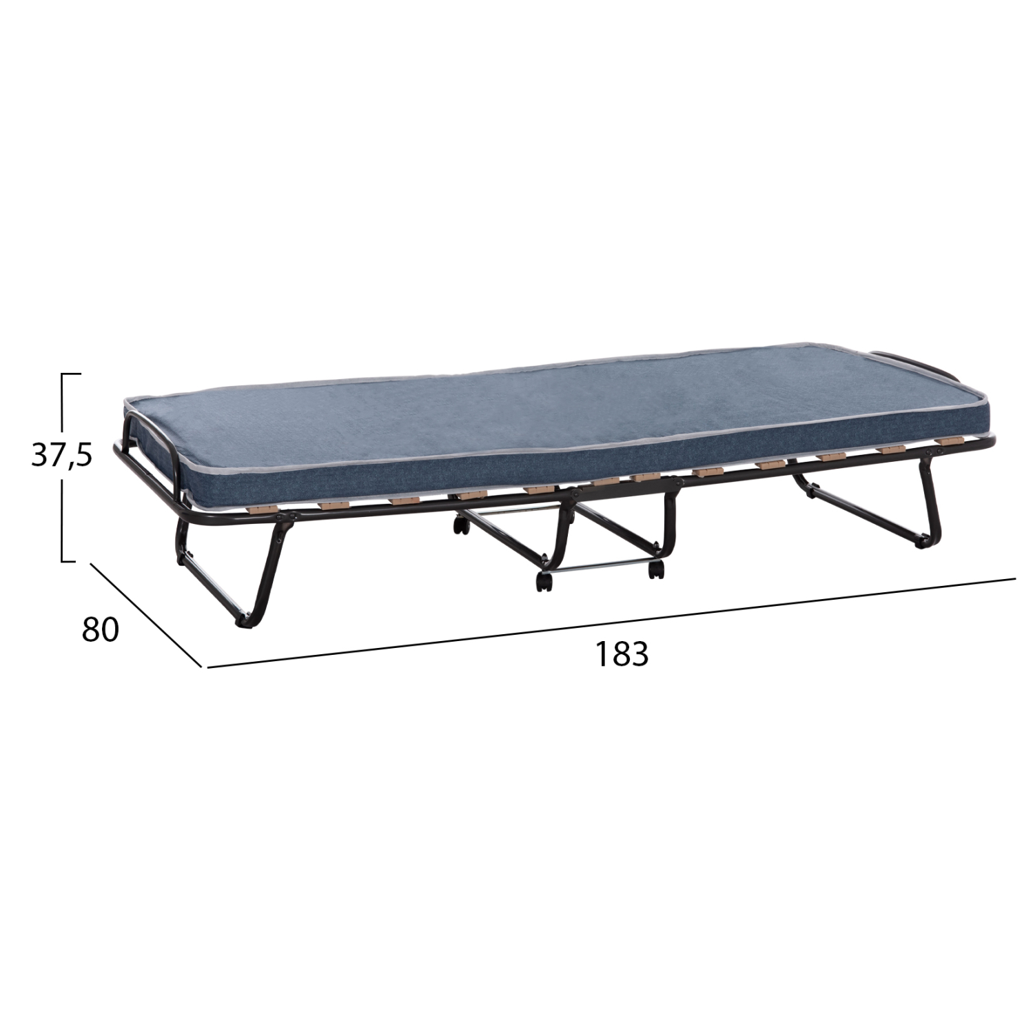 ΚΡΕΒΑΤΙ-ΡΑΝΤΖΟ ΙΤΑΛΙΑΣ SLADE HM604.03 ΜΕΤΑΛ. ΜΕ ΡΟΔΕΣ & ΣΤΡΩΜΑ 6,5εκ ΟΨΗ ΤΖΙΝ 80x183x37,5Yεκ - Image 2