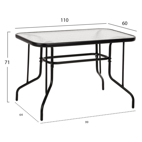 ΣΕΤ ΤΡΑΠΕΖΑΡΙΑΣ 5ΤΜΧ ADAM HM21219.01 ΚΑΡΕΚΛΕΣ ΜΕΤΑΛΛΙΚΕΣ & ΤΡΑΠΕΖΙ 110x60 ΜΑΥΡΟ - Image 2