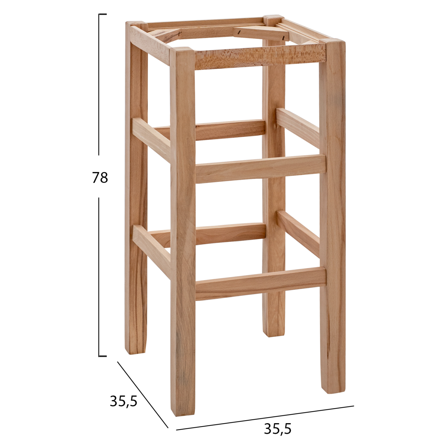 ΣΚΑΜΠΟ ΞΥΛΙΝΟ Χ.ΠΛΑΤΗ ΣΚΕΛΕΤΟΣ ΑΠΟ ΟΞΙΑ ΑΒΑΦΟ HM5583.02 35,5x35,5x78 εκ. - Image 2