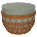 ΤΡΑΠΕΖΙ ΣΑΛΟΝΙΟΥ VILHENA HM18165 FIBER CEMENT ΠΡΑΣΙΝΟ-RATTAN ΦΥΣΙΚΟ Φ56x47Υεκ.