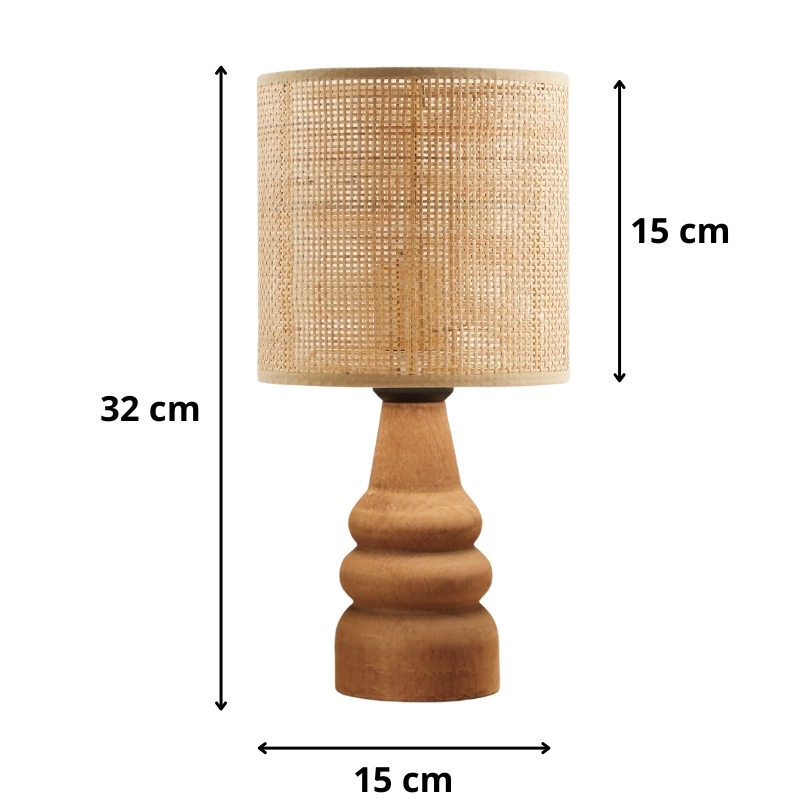 Φωτιστικό επιτραπέζιο Tino Megapap E27 pe rattan - ξύλο χρώμα φυσικό Ø15x32εκ. - Image 2