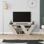 Έπιπλο τηλεόρασης Pipralla Megapap χρώμα sandstone 110x30x40εκ.