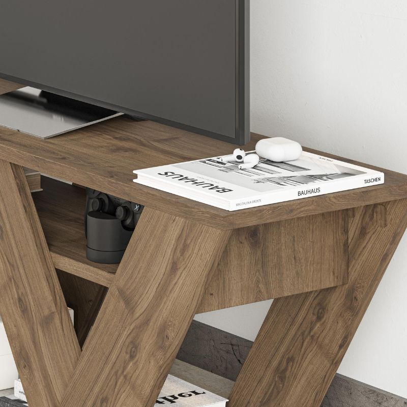 Έπιπλο τηλεόρασης Pipralla Megapap χρώμα ανοιχτό καρυδί 110x30x40εκ. - Image 2