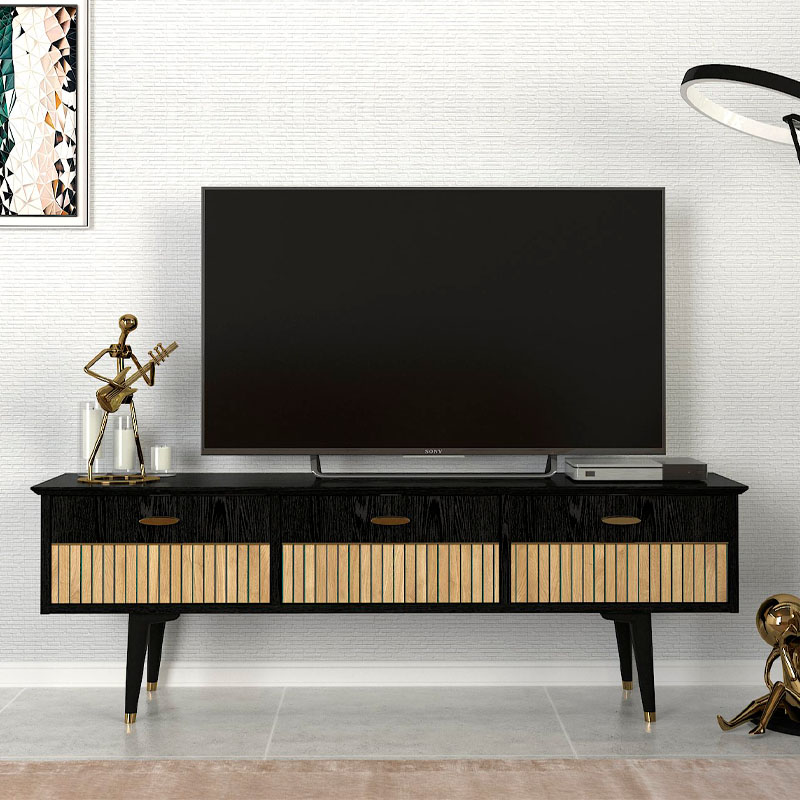 Έπιπλο τηλεόρασης Bolea Megapap χρώμα modern black 150x35x49,7 εκ. - Image 2