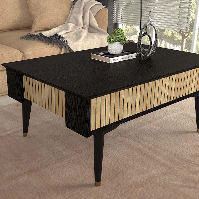 Τραπεζάκι σαλονιού Bolea Megapap χρώμα modern black - φυσικό οξιάς 90x60x38,6εκ. - Image 2