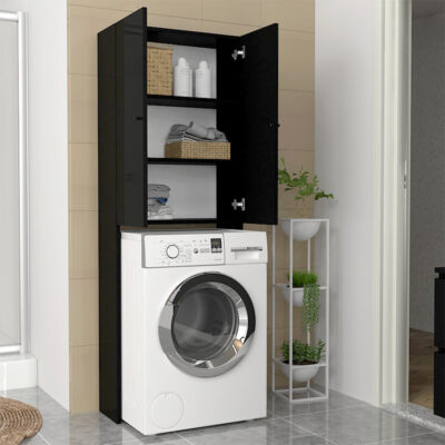 Έπιπλο πλυντηρίου Romme Megapap χρώμα μαύρο 65x27,1x180εκ.