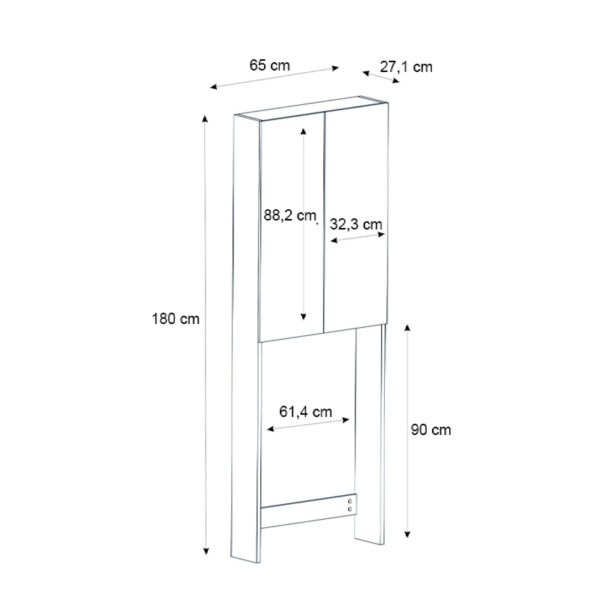 Έπιπλο πλυντηρίου Romme Megapap χρώμα μαύρο 65x27,1x180εκ. - Image 6