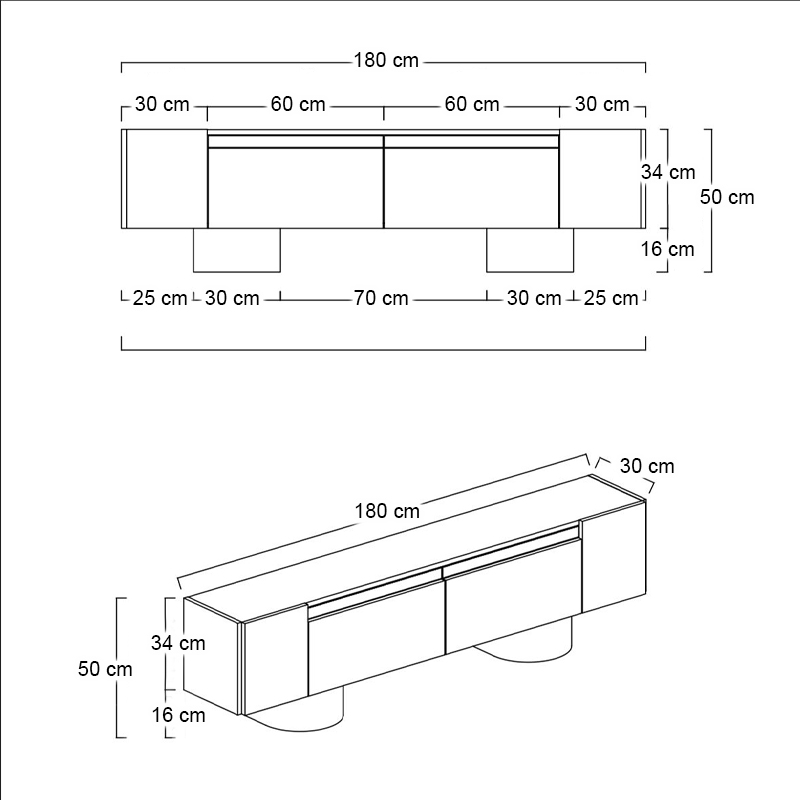 Έπιπλο τηλεόρασης Haven Megapap χρώμα travertine 180x30x50εκ. - Image 7
