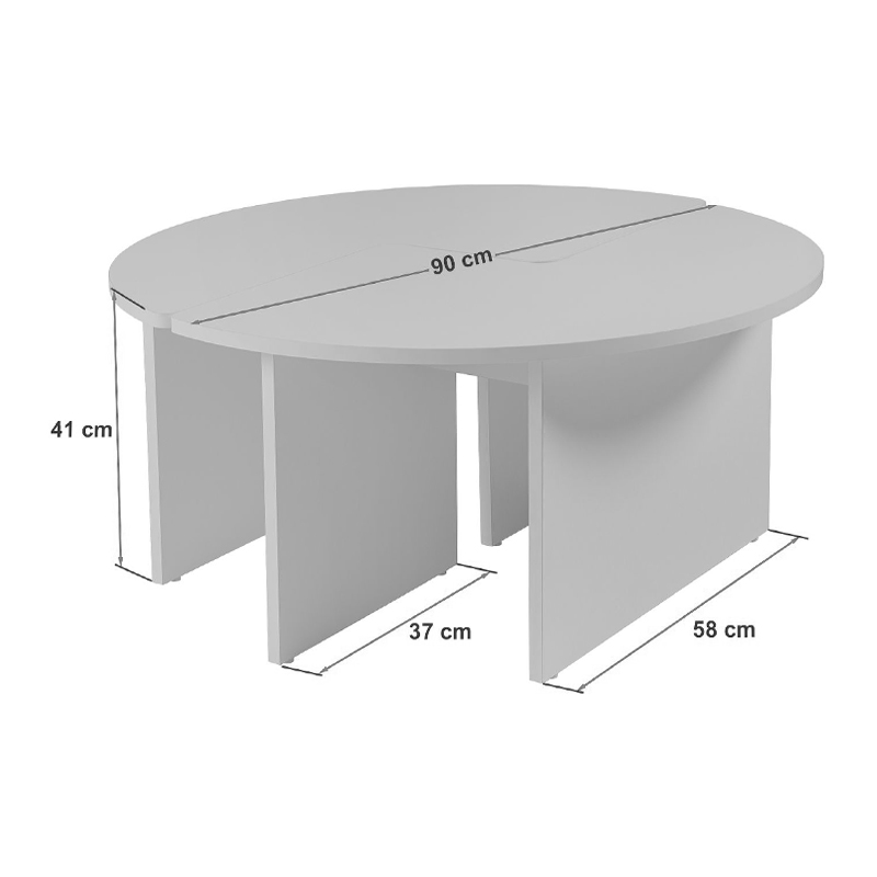 Τραπεζάκι σαλονιού σετ 2 τμχ Moira Megapap χρώμα καρυδί Ø90x41εκ. - Image 7