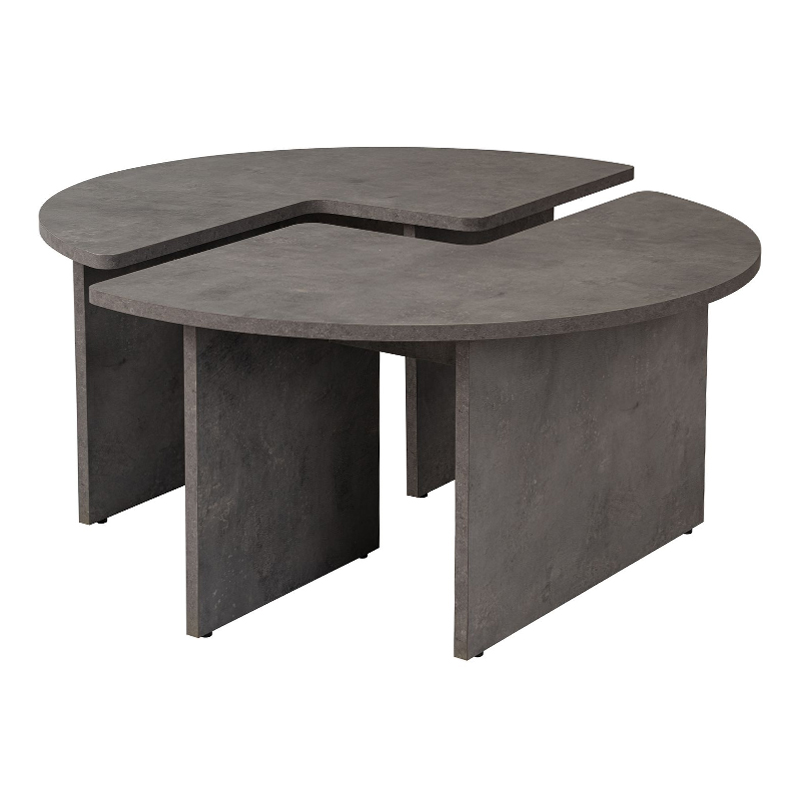 Τραπεζάκι σαλονιού σετ 2 τμχ Moira Megapap χρώμα γκρι σκυροδέματος Ø90x41εκ. - Image 2