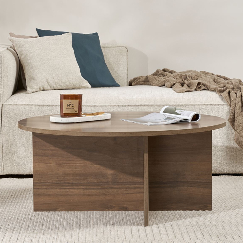 Τραπεζάκι σαλονιού Soleil Megapap χρώμα καρυδί Ø90x40εκ. - Image 2