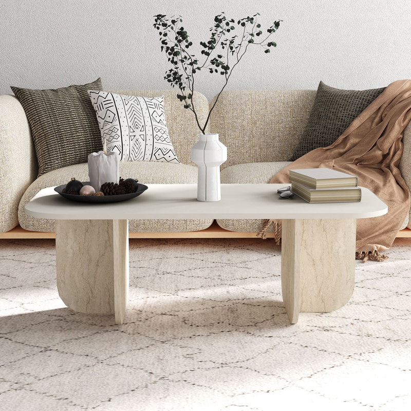 Τραπεζάκι σαλονιού Becaj Megapap χρώμα sandstone - travertine 120x60x41,4εκ. - Image 2