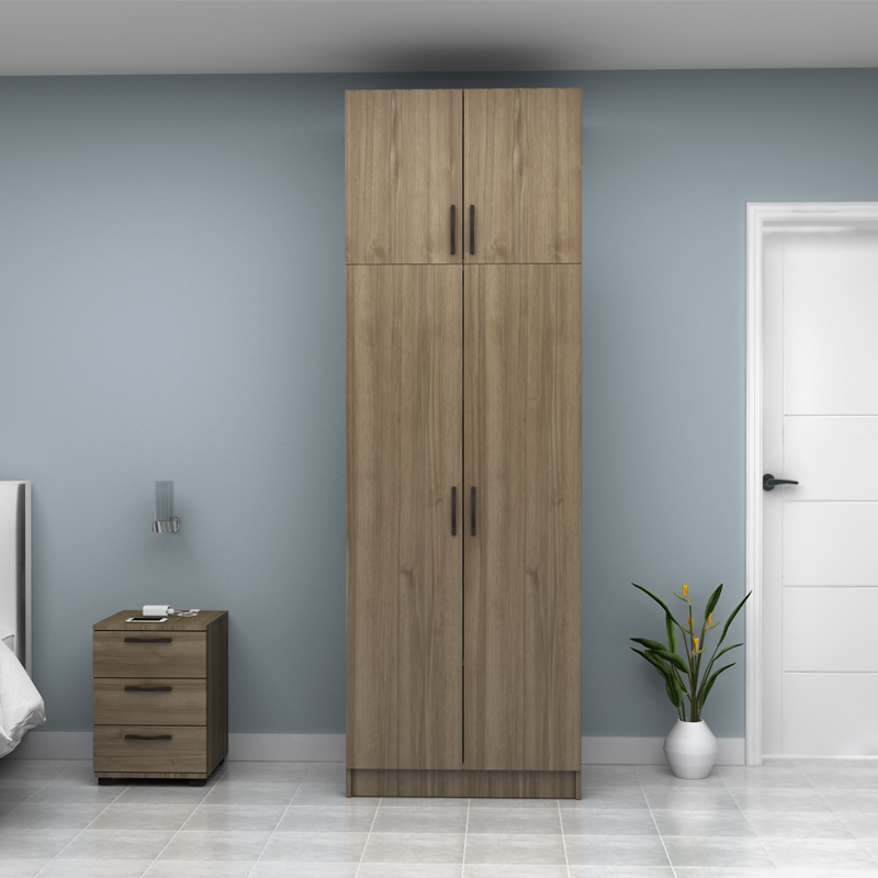 Ντουλάπα ρούχων Vivian Megapap δίφυλλη με πατάρι χρώμα καρυδί 80x51,8x240εκ. - Image 3
