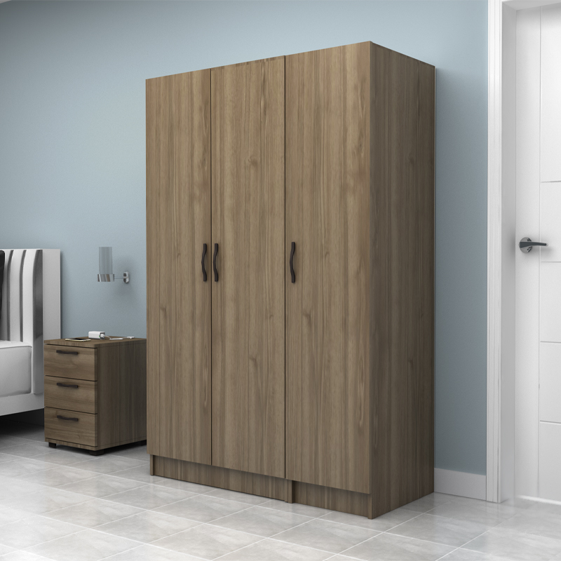 Ντουλάπα ρούχων Vivian Megapap τρίφυλλη χρώμα καρυδί 120x51,8x181εκ. - Image 2