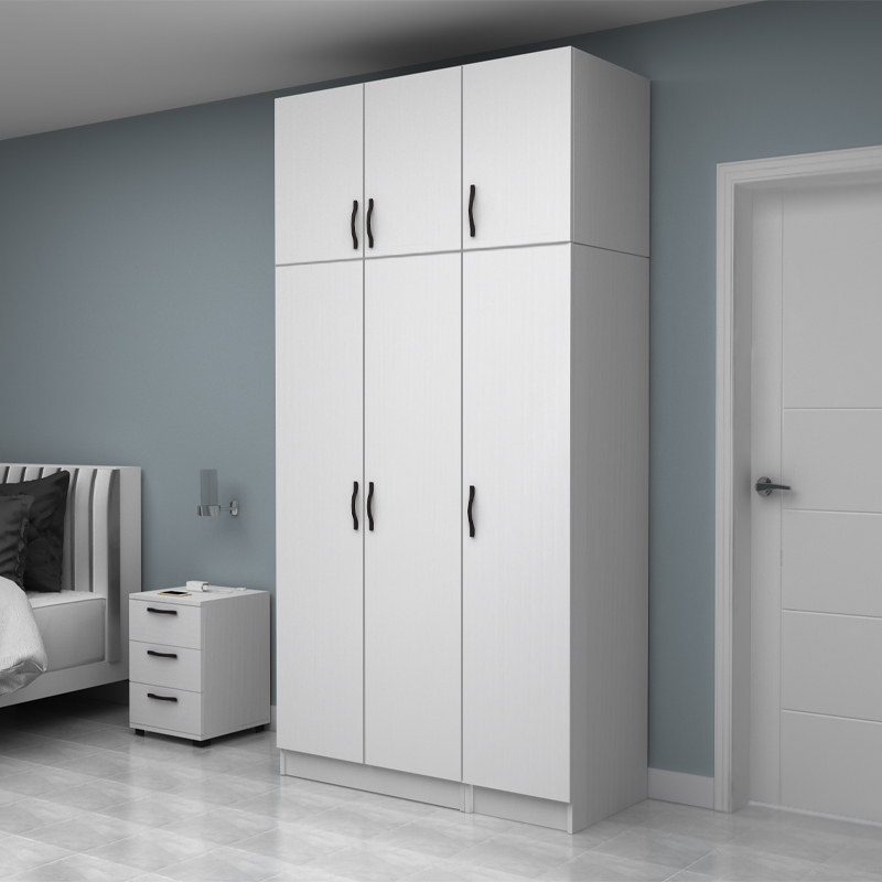 Ντουλάπα ρούχων Vivian Megapap τρίφυλλη με πατάρι χρώμα λευκό 120x51,8x240εκ. - Image 2