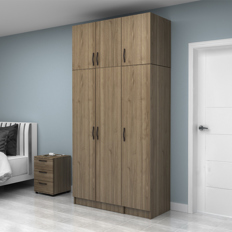 Ντουλάπα ρούχων Vivian Megapap τρίφυλλη με πατάρι χρώμα καρυδί 120x51,8x240εκ. - Image 2