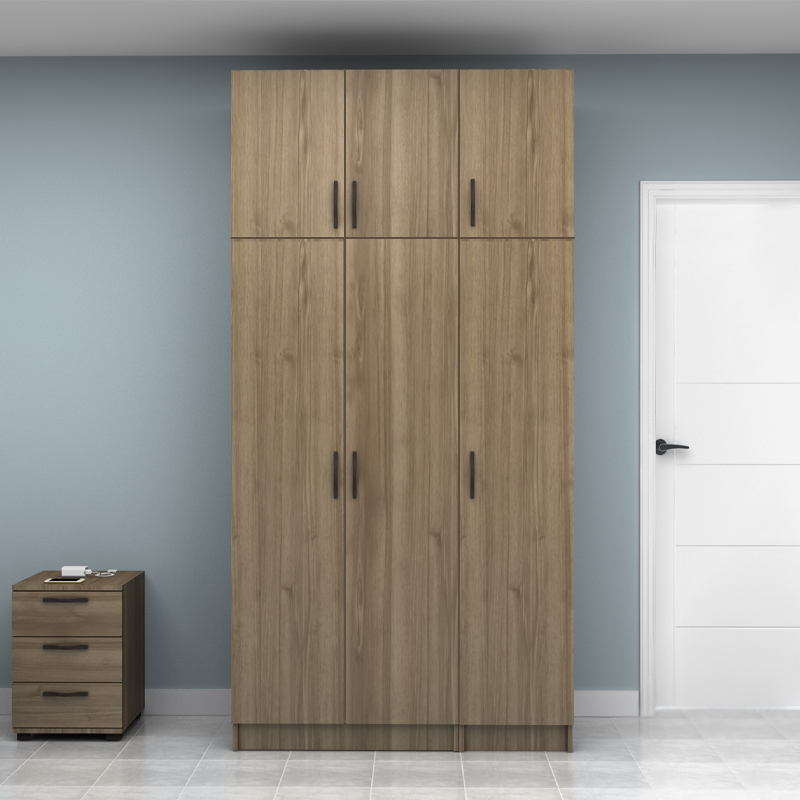 Ντουλάπα ρούχων Vivian Megapap τρίφυλλη με πατάρι χρώμα καρυδί 120x51,8x240εκ. - Image 3