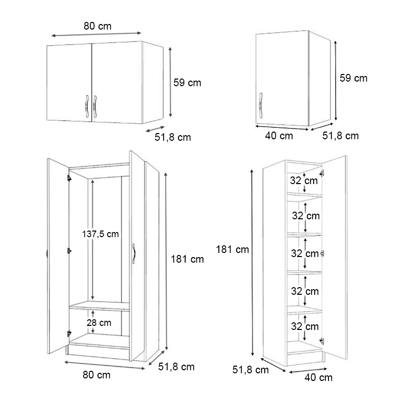 Ντουλάπα ρούχων Vivian Megapap τρίφυλλη με πατάρι χρώμα καρυδί 120x51,8x240εκ. - Image 5