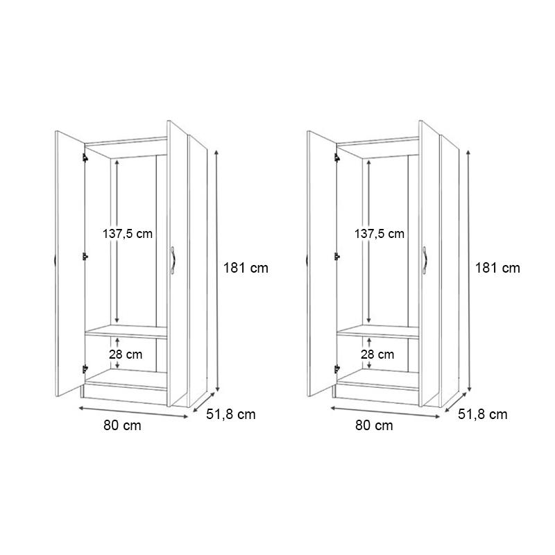 Ντουλάπα ρούχων Vivian Megapap τετράφυλλη χρώμα λευκό 160x51,8x181εκ. - Image 5
