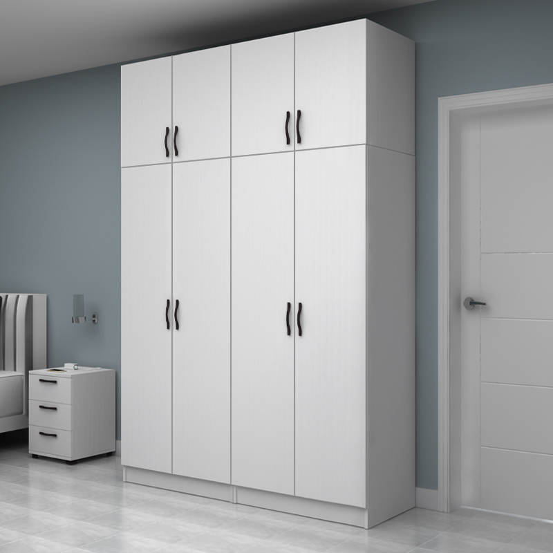 Ντουλάπα ρούχων Vivian Megapap τετράφυλλη με πατάρι χρώμα λευκό 160x51,8x240εκ. - Image 2