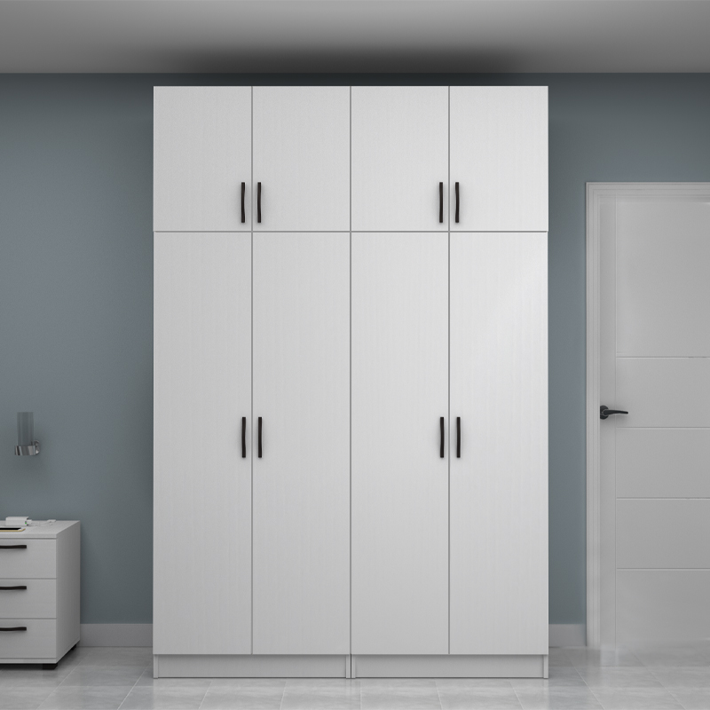 Ντουλάπα ρούχων Vivian Megapap τετράφυλλη με πατάρι χρώμα λευκό 160x51,8x240εκ. - Image 3