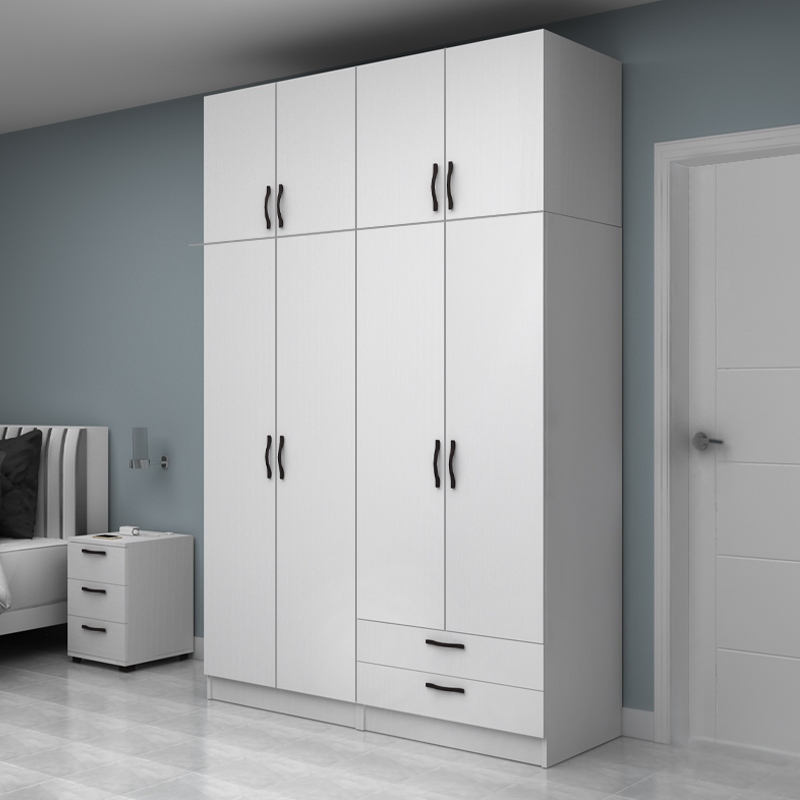 Ντουλάπα ρούχων Vivian Megapap τετράφυλλη με πατάρι και συρτάρια χρώμα λευκό 160x51,8x240εκ. - Image 2
