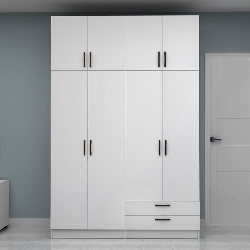 Ντουλάπα ρούχων Vivian Megapap τετράφυλλη με πατάρι και συρτάρια χρώμα λευκό 160x51,8x240εκ. - Image 3
