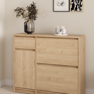 Naia παπουτσοθήκη με 2 πτυσσόμενες πόρτες 1 ντουλάπι και 1 συρτάρι  108