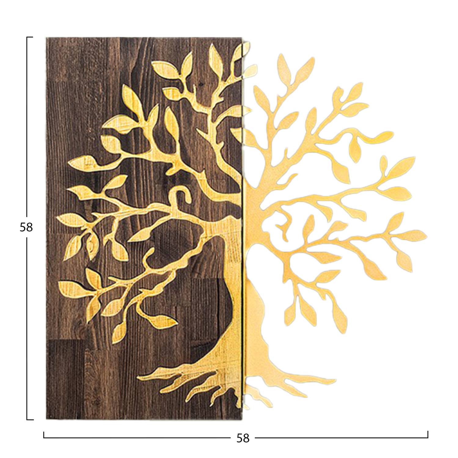 ΔΙΑΚΟΣΜΗΤΙΚΟ ΤΟΙΧΟΥ ΔΕΝΤΡΟ HM4751-ΦΥΛΛΑ ΜΕΤΑΛΛΟΥ ΧΡΥΣΑ-ΞΥΛΟ 58x3(βάθος)x58Υεκ. - Image 3
