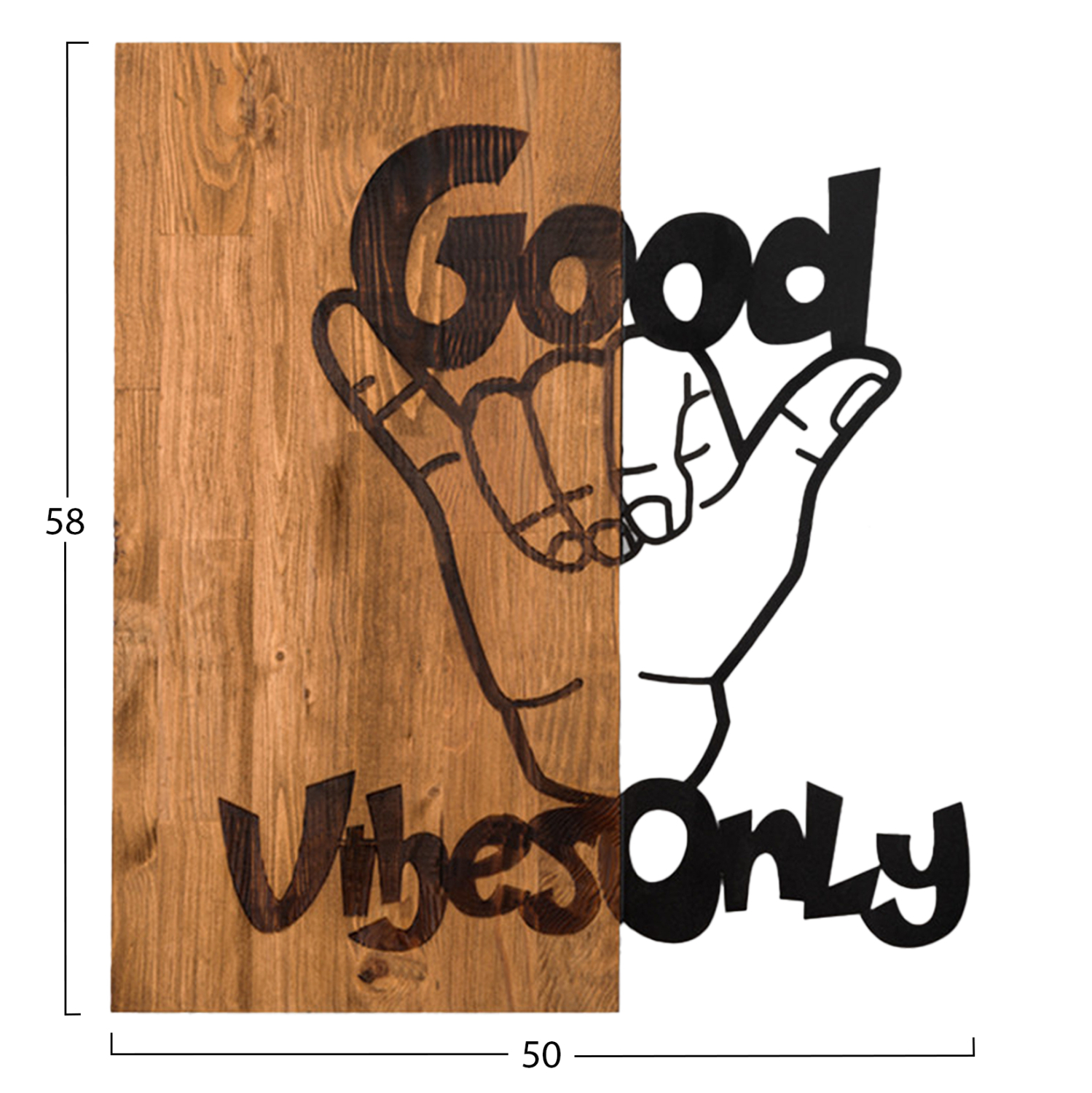 ΔΙΑΚΟΣΜΗΤΙΚΟ ΤΟΙΧΟΥ HM4810-ΜΕΤΑΛΛΟ ΣΕ ΜΑΥΡΟ-ΞΥΛΟ 50x3(βάθος)x58Υεκ. - Image 3