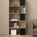 Maze βιβλιοθήκη  80x29,5x173,5εκ. Δρυς / Μαύρο