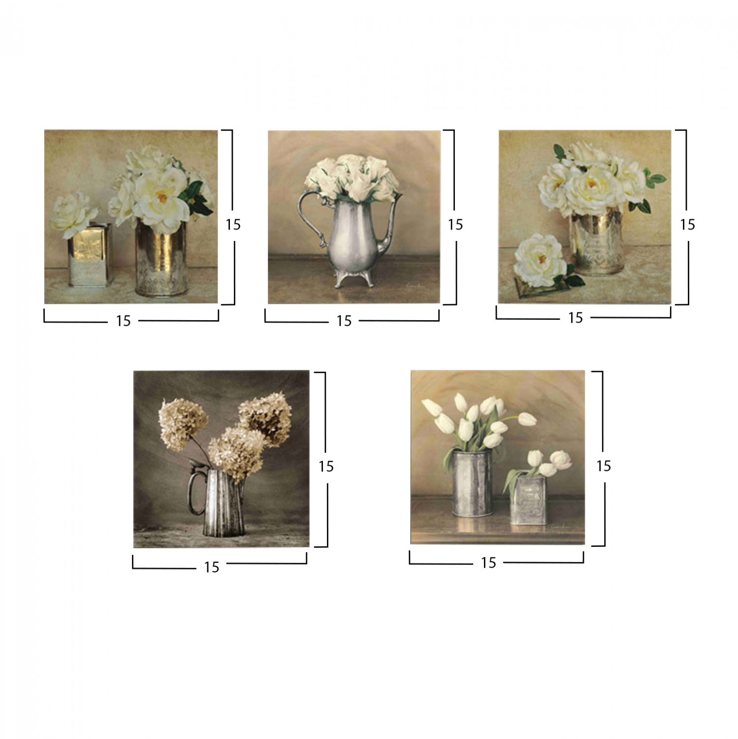 ΠΙΝΑΚΑΣ ΠΕΝΤΑΠΤΥΧΟ MDF ROMANTIC FLOWERS HM7205.02 75X0,3X15 εκ. - Image 2