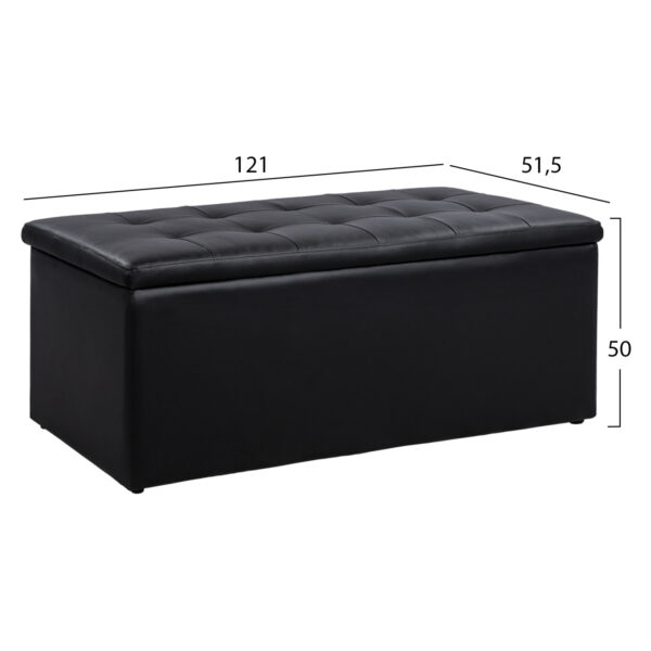 ΣΚΑΜΠΟ PU ΜΕ ΑΠΟΘΗΚΕΥΤΙΚΟ ΧΩΡΟ TRISCUBE ΜΑΥΡΟ HM223.01 121x51.5x50Υ εκ. - Image 2
