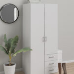 Space ντουλάπα με 2 πόρτες και 3 συρτάρια 77,6x49,5x175,4εκ. Λευκό