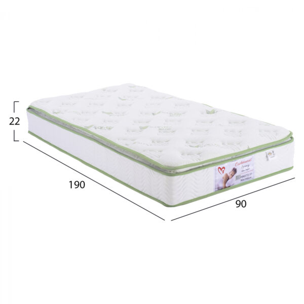 ΣΤΡΩΜΑ CONTINUOUS SPRING ΜΕ ΑΝΩΣΤΡΩΜΑ ALOE VERA 90X190 HM372.11 ΜΟΝΗΣ ΟΨΗΣ - Image 2