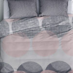 Σετ παπλωματοθήκη Leron Cotton Box 4 τμχ Διπλή (200x220) χρώμα γκρι