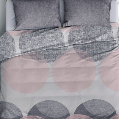 Σετ παπλωματοθήκη Leron Cotton Box 4 τμχ Διπλή (200x220) χρώμα γκρι