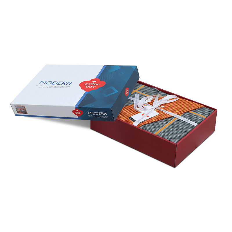 Σετ παπλωματοθήκη Stark Cotton Box 4 τμχ Διπλή (200x220) χρώμα cinnamon - μπλε - Image 3