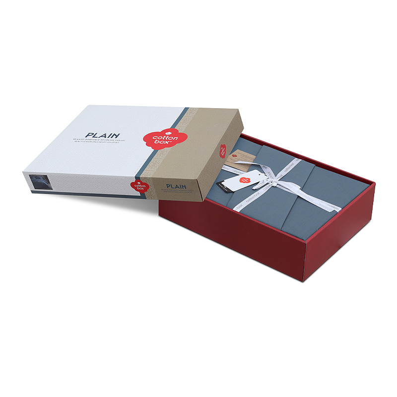 Σετ παπλωματοθήκη Plain Cotton Box 4 τμχ Διπλή (200x220) χρώμα ανθρακί - Image 3