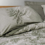 Σετ παπλωματοθήκη Frond Cotton Box 4 τμχ Διπλή (200x220) χρώμα χακί