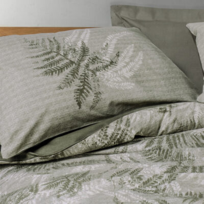 Σετ παπλωματοθήκη Frond Cotton Box 4 τμχ Διπλή (200x220) χρώμα χακί