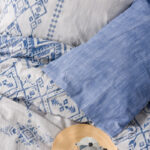 Σετ παπλωματοθήκη Cleo Cotton Box 4 τμχ Διπλή (200x220) χρώμα μπλε