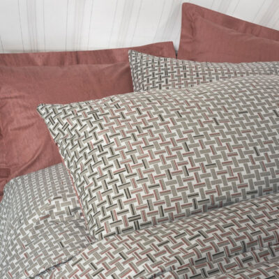 Σετ παπλωματοθήκη Mote Cotton Box 4 τμχ Διπλή (200x220) χρώμα κόκκινο - γκρι