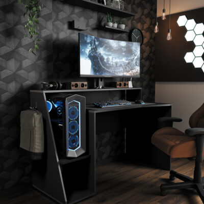 Access γραφείο gaming 138x67x94εκ. Γκρι / Μαύρο