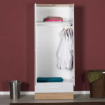 Ντουλάπα ρούχων Base Megapap δίφυλλη με συρτάρια χρώμα λευκό - sonoma 80x52x198εκ.