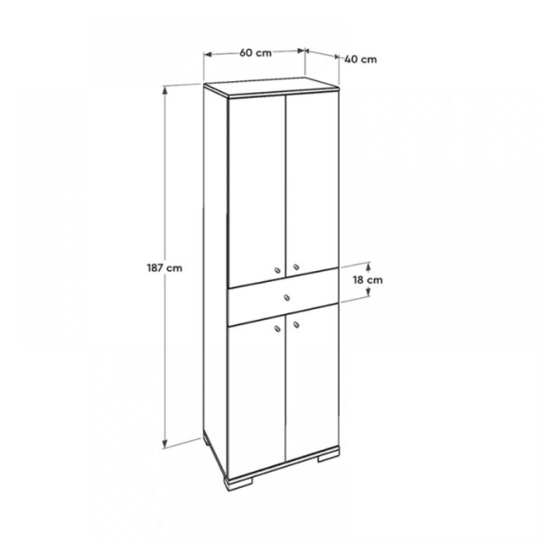 Ντουλάπα ρούχων Diamond Megapap δίφυλλη χρώμα λευκό 60x38x187εκ. - Image 6