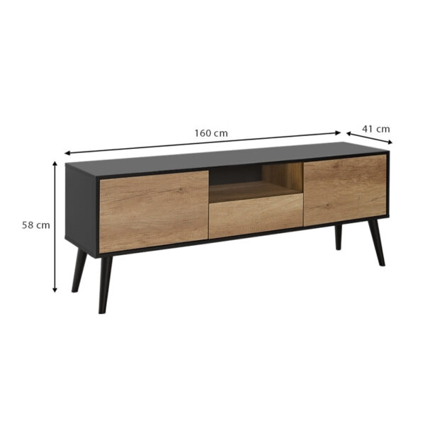 Έπιπλο τηλεόρασης Style Megapap χρώμα μαύρο - tori 160x41x58εκ. - Image 4