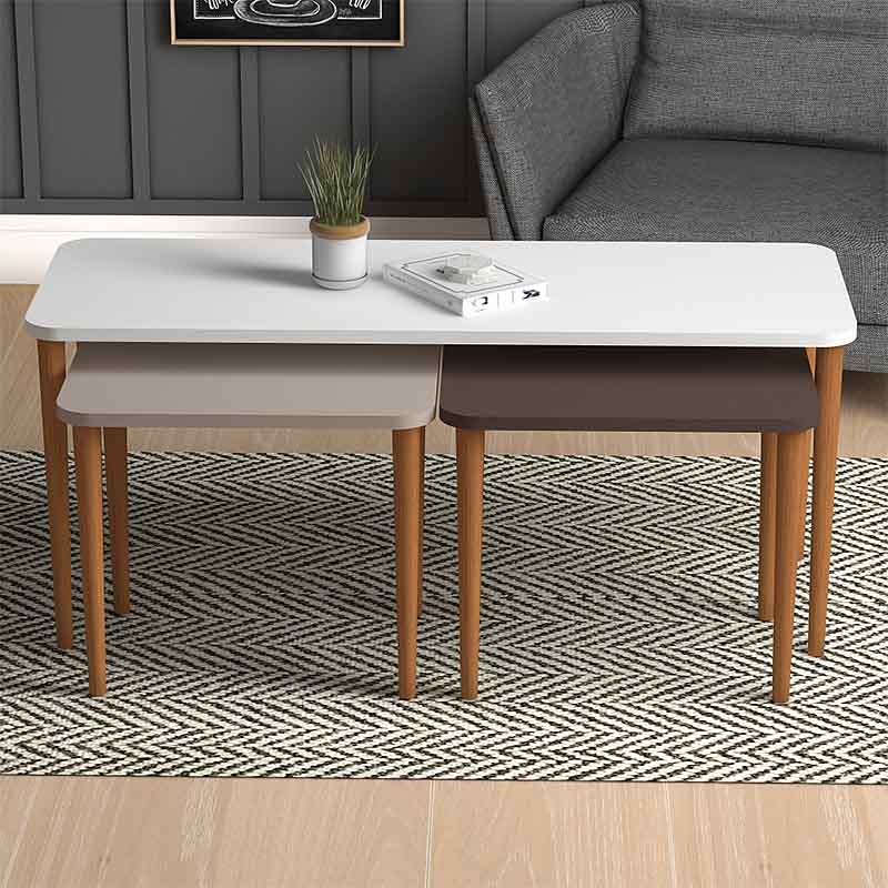 Τραπεζάκι σαλονιού και βοηθητικά τραπεζάκια Omega Megapap χρώμα λευκό - cappuccino - καφέ - Image 2